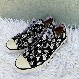 Converse Chuck Taylor All Star Slip-On Sneakers Skull Print Black Size